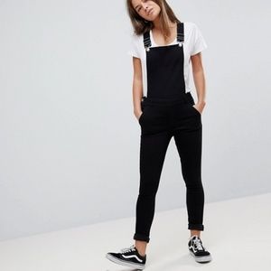 Noisy May Petite Black Denim Overalls (ASOS)